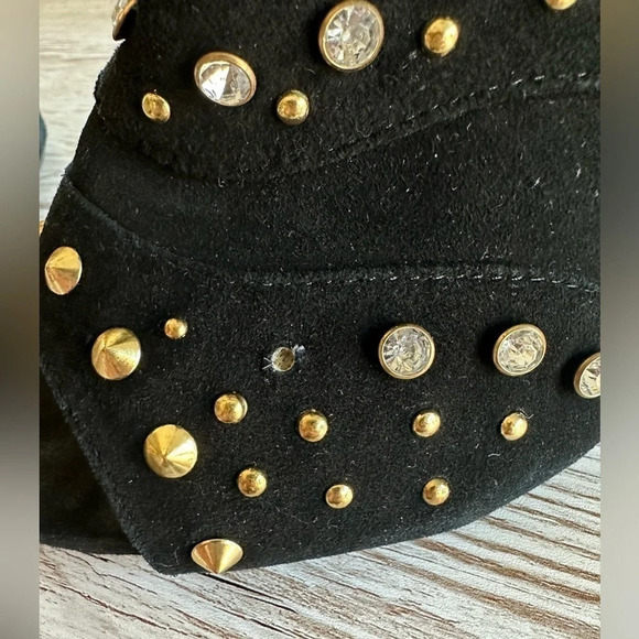 Bebe Sedova peep toe studded ankle bootie heeled boots size 9 - Picture 12 of 16